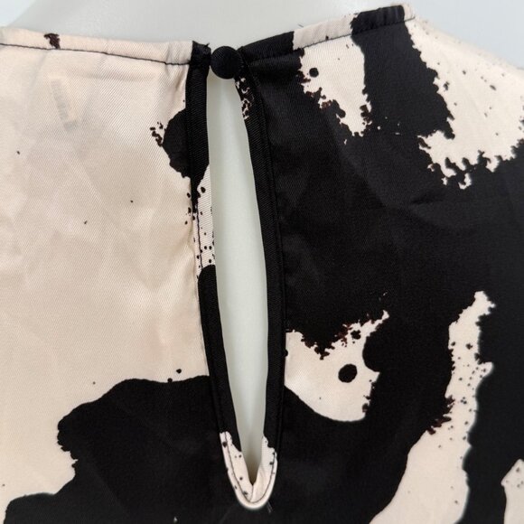 Alexis Black & Cream Abstract Print Tiered Long Sleeve Dress M - Picture 4 of 9